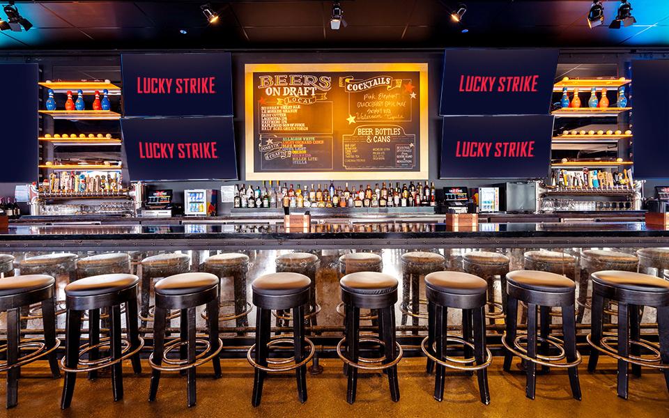 Bar in a Lucky Strike bowling center