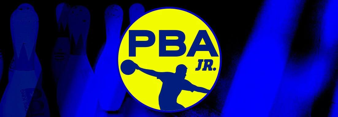 PBA Jr logo in front of blue bowling background